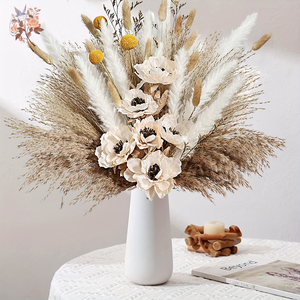 55Pcs Artificial Flower Bouque - Pampas Grass Decor review and price